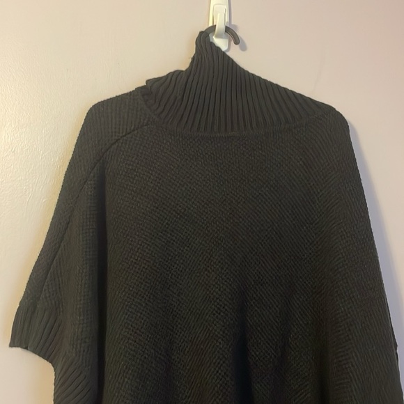 Loft Black Chunky Knit Cowl Neck Poncho Sweater size M/L - Picture 8 of 14